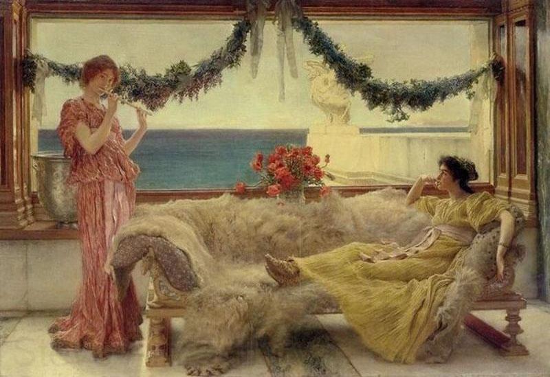 Alma-Tadema, Sir Lawrence Melody on a Mediterranean Terrace Norge oil painting art